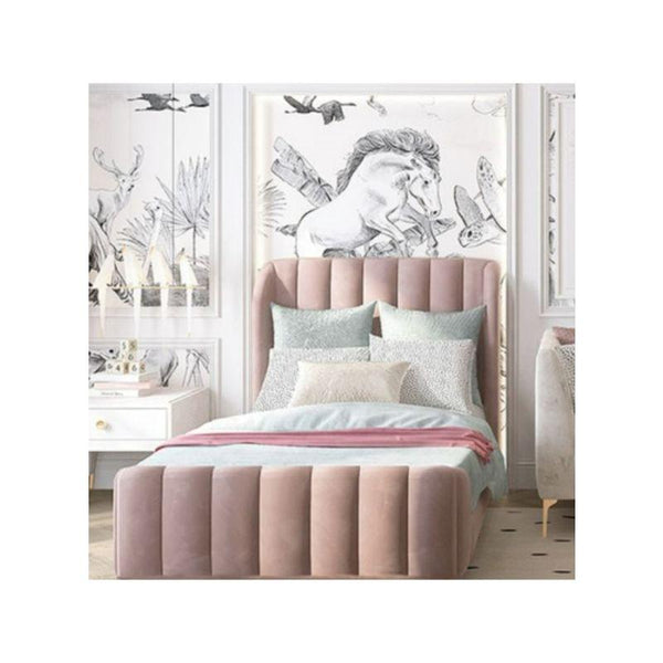 Pink Velvet Single Bed Size 120x200 By Alhome - 110110103 - Zrafh.com - Your Destination for Baby & Mother Needs in Saudi Arabia