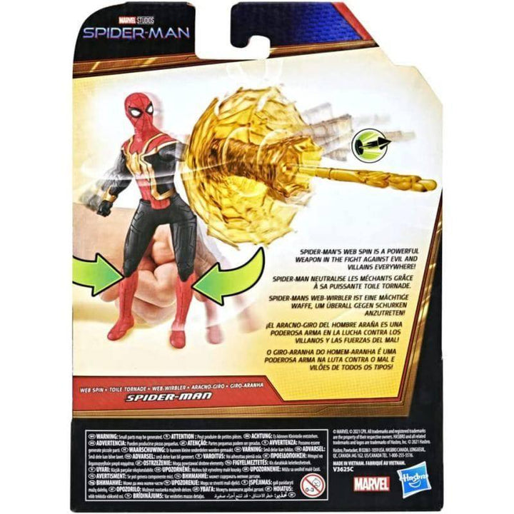 Marvel Spider-Man Deluxe Web Spin Action Figure Black&Gold Suit - 6 inch - ZRAFH