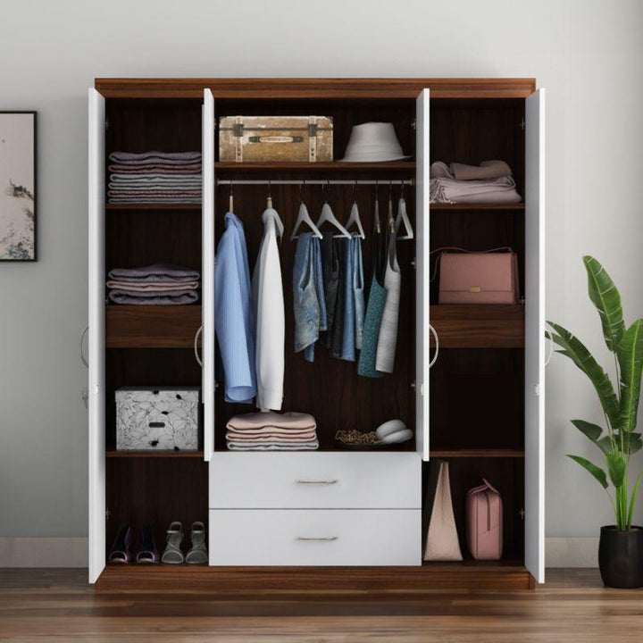 Wardrobe with 4 Drawers, a Mirror, and 2 Doors, White By Alhome - Zrafh.com - Your Destination for Baby & Mother Needs in Saudi Arabia