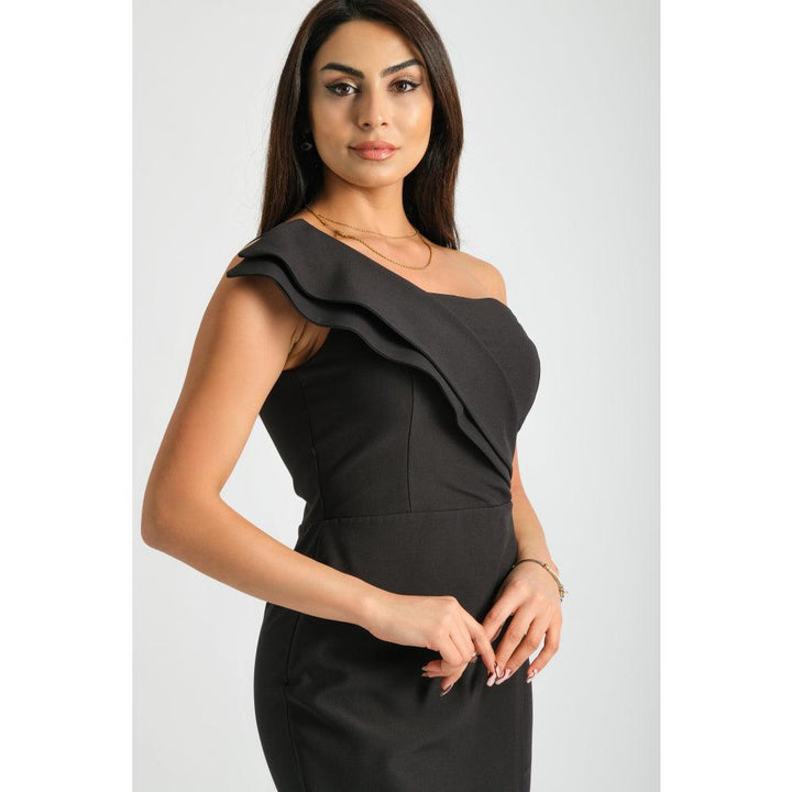 Londonella Women's One-Shoulder Elegant Waist Short Evening Dress - Black - 100223 - Zrafh.com - Your Destination for Baby & Mother Needs in Saudi Arabia