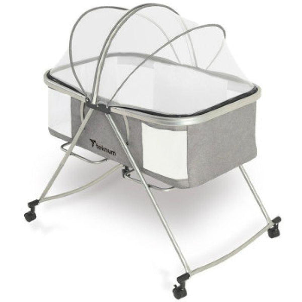 Teknum 3-In-1 Baby Cot/Cradle W/ Mosquito Net & Wheels - Dark Grey - Zrafh.com - Your Destination for Baby & Mother Needs in Saudi Arabia