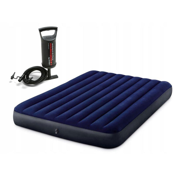Intex Queen Dura-Beam Classic Air Bed - Hand Pump - Blue - INT64765 - Zrafh.com - Your Destination for Baby & Mother Needs in Saudi Arabia