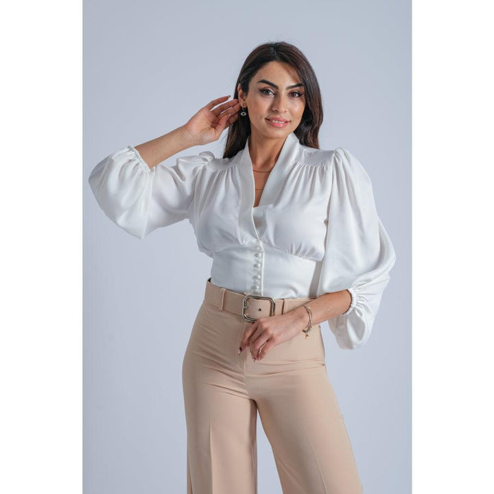Londonella Women's Short Shirt With Long Puff-Sleeves Design - 100219 - Zrafh.com - Your Destination for Baby & Mother Needs in Saudi Arabia