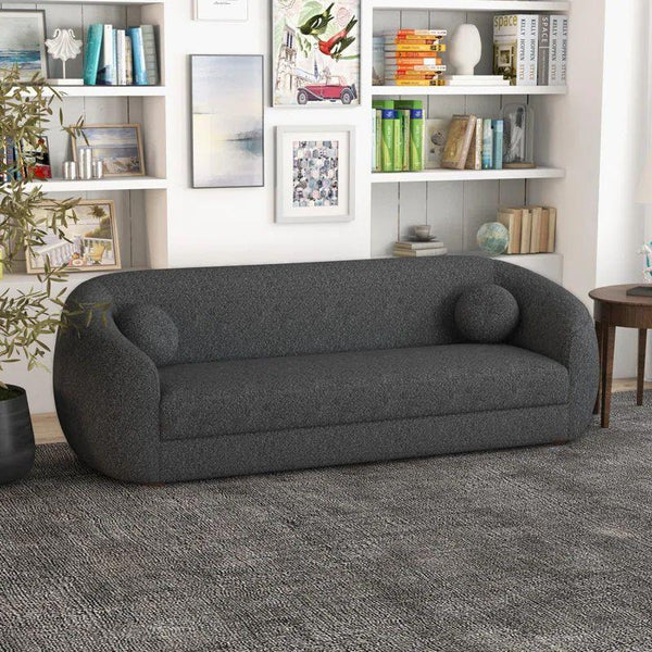 Sophisticated Gray Boucle 3-Seater Sofa Swedish Wood By Alhome - 110110910 - Zrafh.com - Your Destination for Baby & Mother Needs in Saudi Arabia