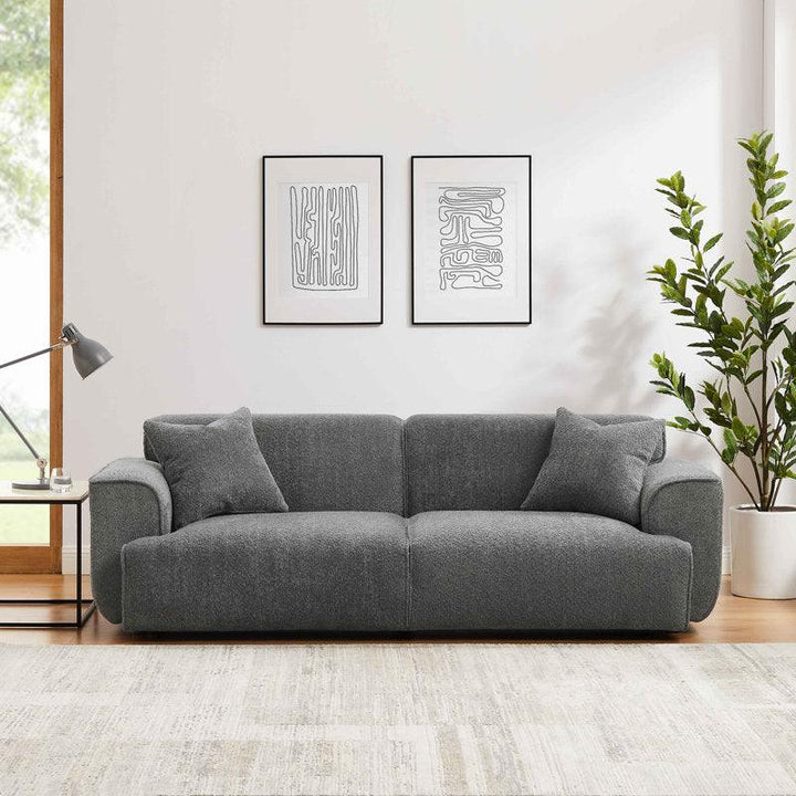 Harmony in Gray: 3-Seater Bouclé Sofa By Alhome - Zrafh.com - Your Destination for Baby & Mother Needs in Saudi Arabia