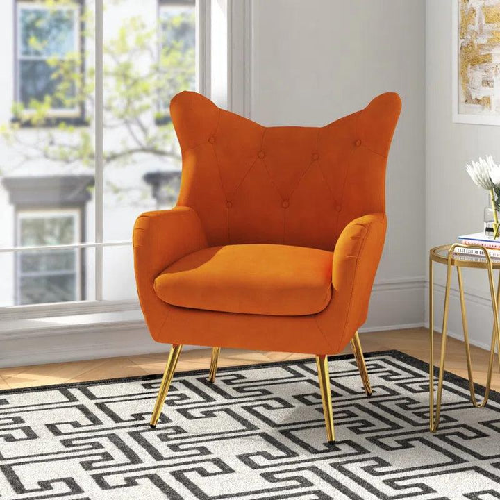 Spirited Comfort: Orange Velvet Chair for Vibrant Living By Alhome - Zrafh.com - Your Destination for Baby & Mother Needs in Saudi Arabia