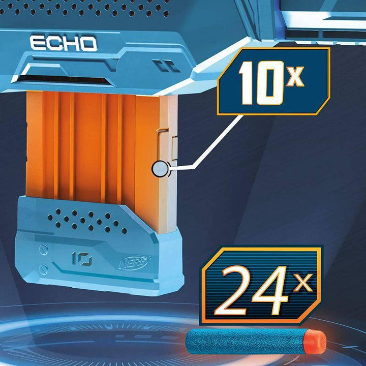 Elite 2.0 Echo CS-10 Blaster 24 Official Darts 10-Dart Clip Removable Stock and Barrel Extension From Nerf Blue And Orange - 27x12.5x2.63 cm - E9533 - ZRAFH