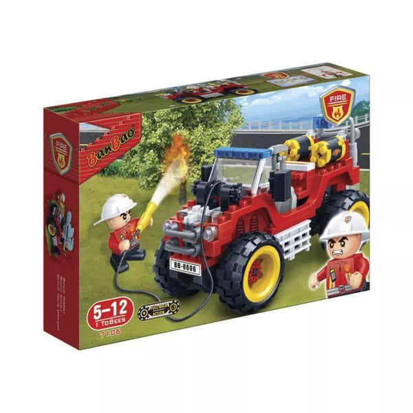 Banbao block constructor of Jeep car with Firefighting team - multicolor - ZRAFH