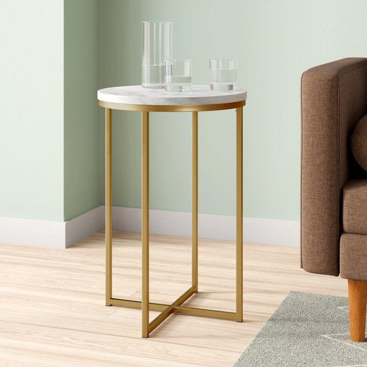 Urban Elegance: Iron and Glass Accent Side Table By Alhome - Zrafh.com - Your Destination for Baby & Mother Needs in Saudi Arabia