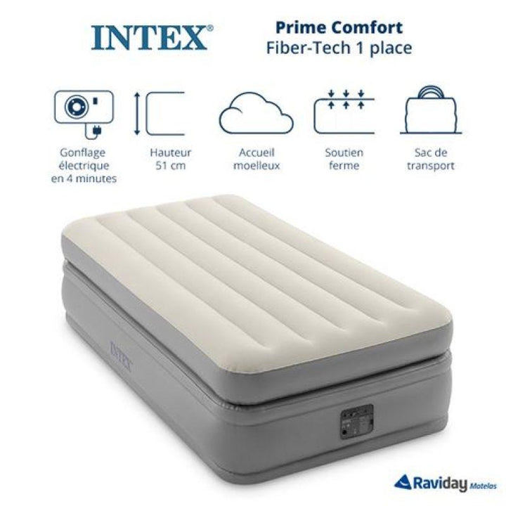 Intex Elevated Twin Airbed Comfort With Fiber-Tech - Zrafh.com - Your Destination for Baby & Mother Needs in Saudi Arabia