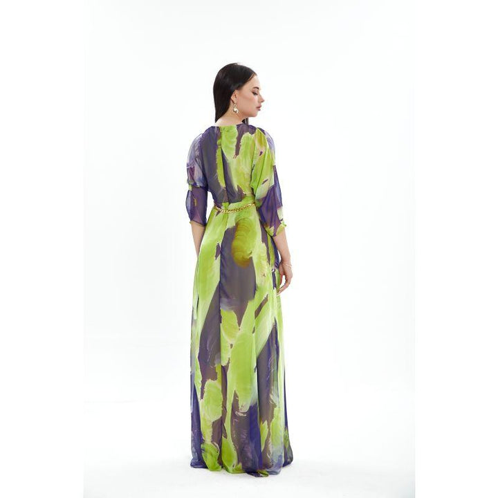 Londonella Women's Long Summer Dress - Long Sleeves - Green - Zrafh.com - Your Destination for Baby & Mother Needs in Saudi Arabia