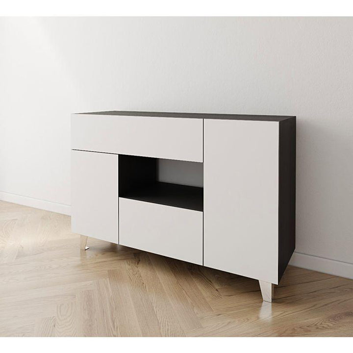 Coffee Corner with Two Shelves and Two Drawers (Black and White) By Alhome - Zrafh.com - Your Destination for Baby & Mother Needs in Saudi Arabia