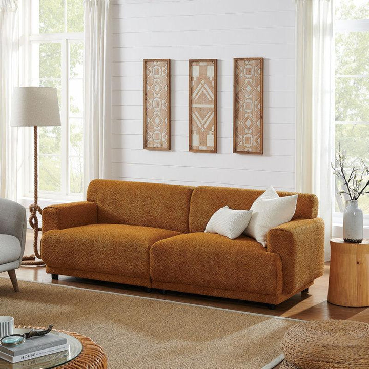 Timeless Elegance: 3-Seater Bouclé Sofa in Camel By Alhome - Zrafh.com - Your Destination for Baby & Mother Needs in Saudi Arabia