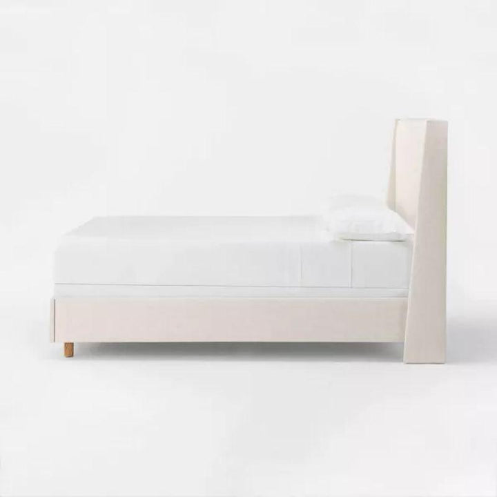 Elite Collection: Swedish Wood Queen Bed - Light Beige Tranquility (180x200x140) by Alhome - Zrafh.com - Your Destination for Baby & Mother Needs in Saudi Arabia