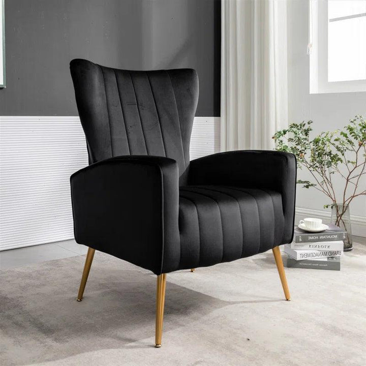 Black Velvet Chair for Sleek Elegance By Alhome - Zrafh.com - Your Destination for Baby & Mother Needs in Saudi Arabia