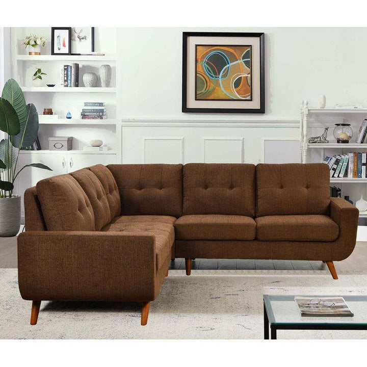 Modern Linen L-Shape Sofa - Brown - 270x150x85x85 cm - By Alhome - Zrafh.com - Your Destination for Baby & Mother Needs in Saudi Arabia