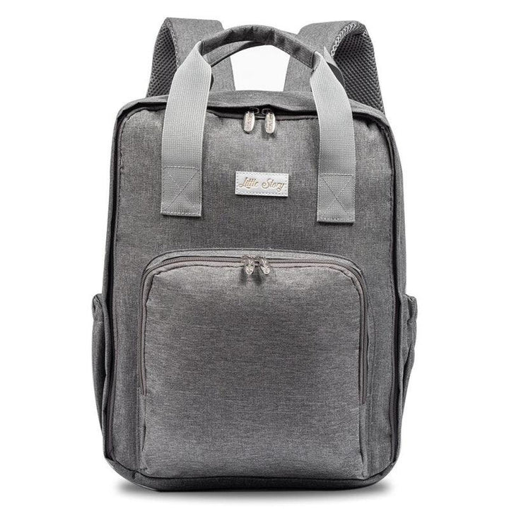 Little Story Stylish Diaper Travel Backpack With Changing Pad - Grey - Zrafh.com - Your Destination for Baby & Mother Needs in Saudi Arabia