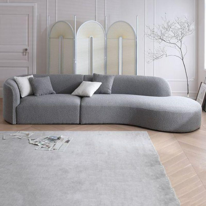 Expansive Gray Boucle 3-Seater Sofa Swedish Wood By Alhome - 110110920 - Zrafh.com - Your Destination for Baby & Mother Needs in Saudi Arabia