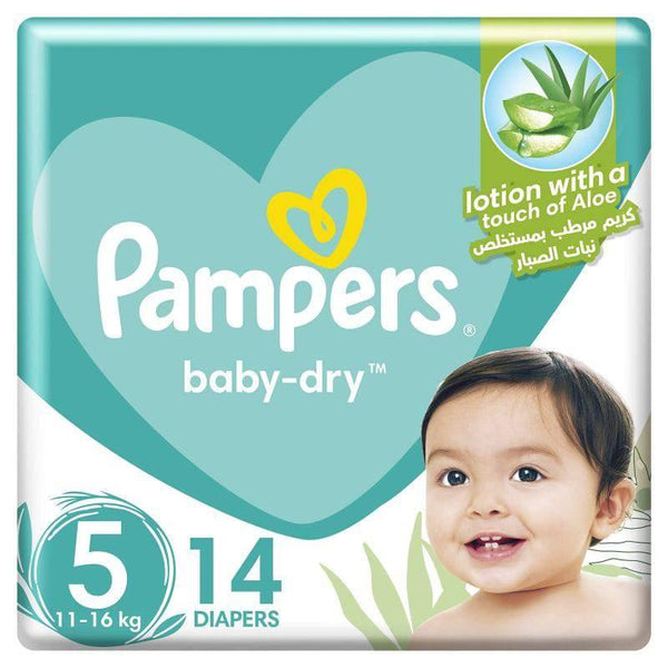 Pampers Baby Dry taille 5-11 à 16kg - 74 pièces