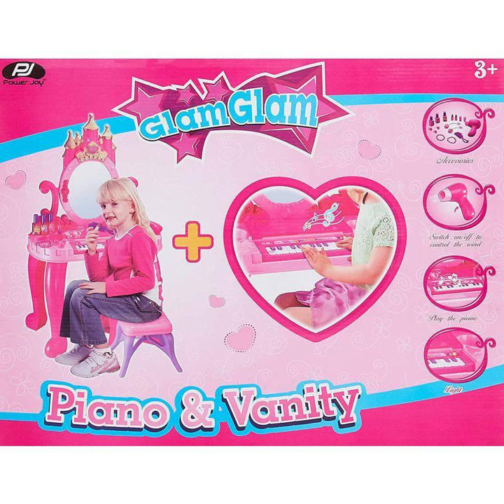 P.JOY 2in1 Glam Glam Piano & Vanity Set Musical - Pink - ZRAFH