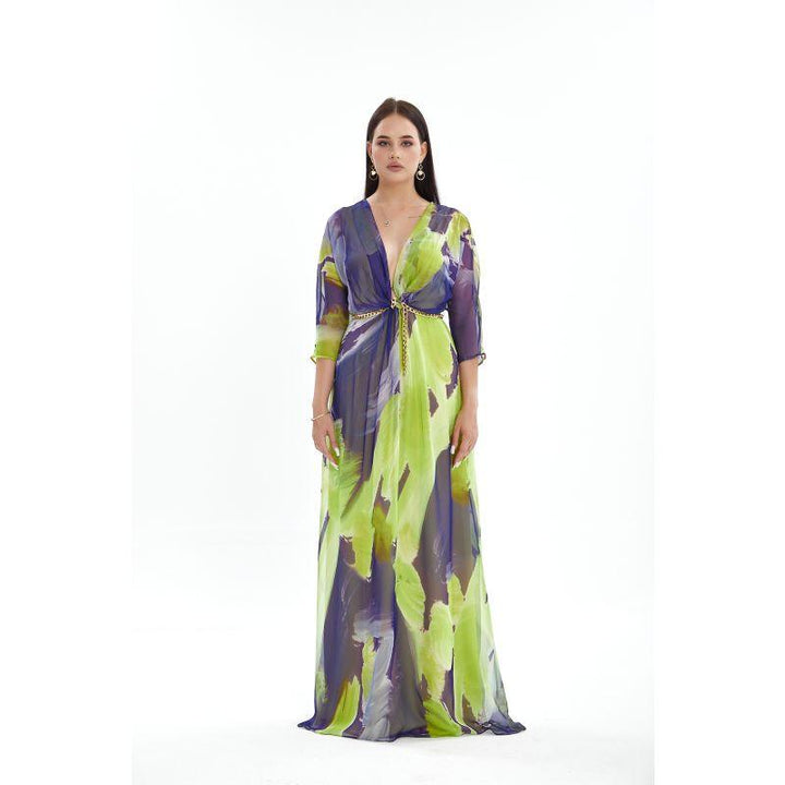 Londonella Women's Long Summer Dress - Long Sleeves - Green - Zrafh.com - Your Destination for Baby & Mother Needs in Saudi Arabia