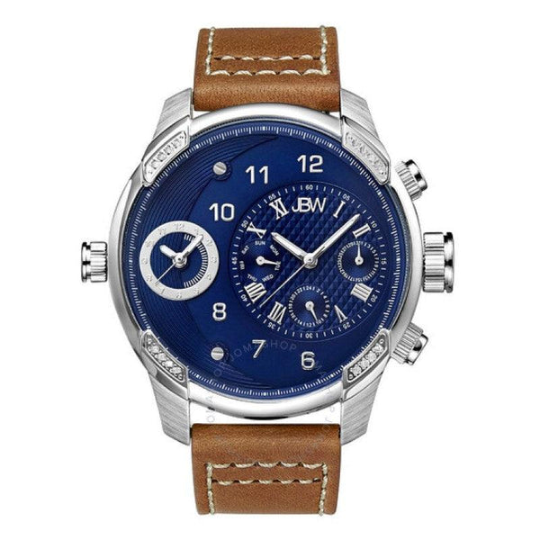JBW G3 Stainless Steel Diamond Case Brown Leather Strap Men's Watch - Zrafh.com - Your Destination for Baby & Mother Needs in Saudi Arabia