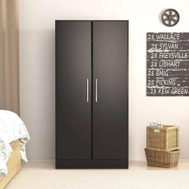 Two-Door Wardrobe, Black By Alhome - Zrafh.com - Your Destination for Baby & Mother Needs in Saudi Arabia