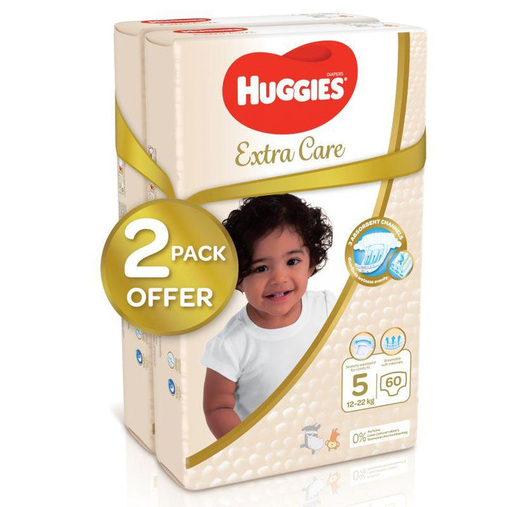 Huggies Extra Care Diaper - Mega Pack - Size 5 - 120 Diapers - Zrafh.com - Your Destination for Baby & Mother Needs in Saudi Arabia