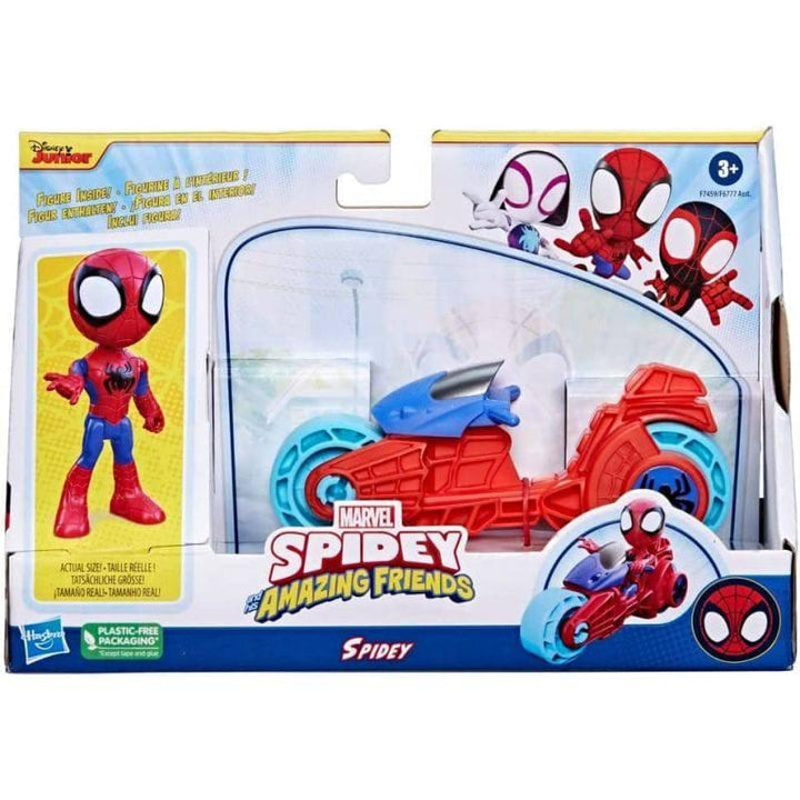 Marvel Spidey and His Amazing Friends, Spidey Action Figure, Toy Motorcycle - ZRAFH