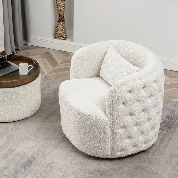 Serene Simplicity: White Bouclé Chair for Elegant Comfort By Alhome - 110111093 - Zrafh.com - Your Destination for Baby & Mother Needs in Saudi Arabia