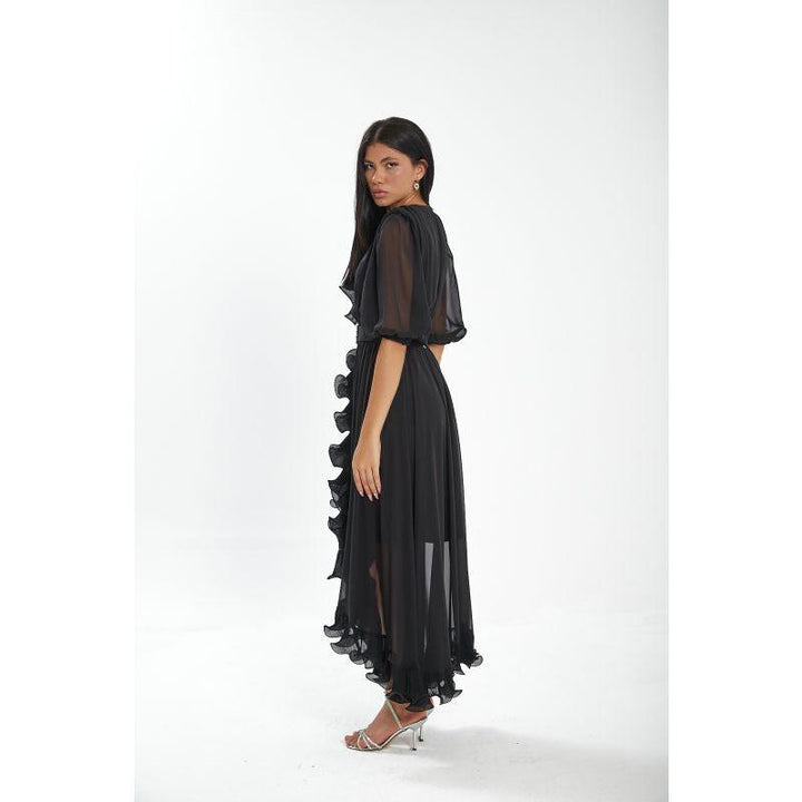 Londonella Women's Midi Summer Dress With Belt And Transparent Half Sleeves - Lon100319 - Zrafh.com - Your Destination for Baby & Mother Needs in Saudi Arabia