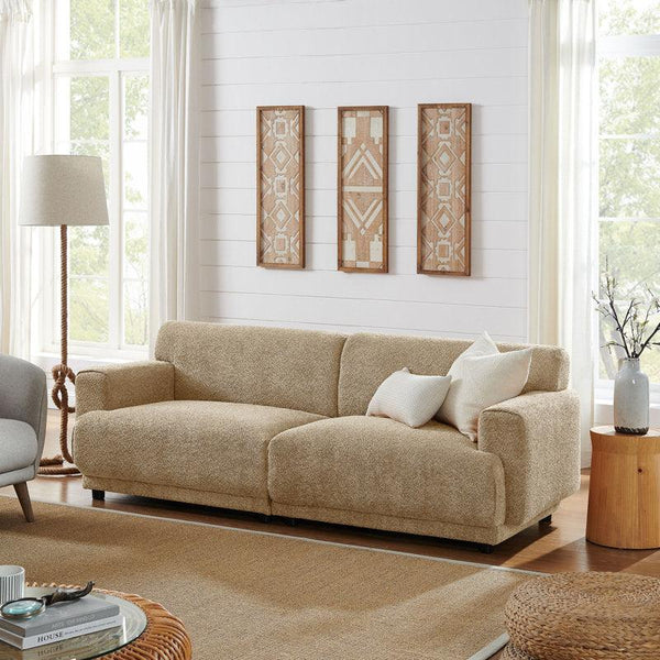 Neutral Elegance: 3-Seater Bouclé Sofa in Beige By Alhome - Zrafh.com - Your Destination for Baby & Mother Needs in Saudi Arabia