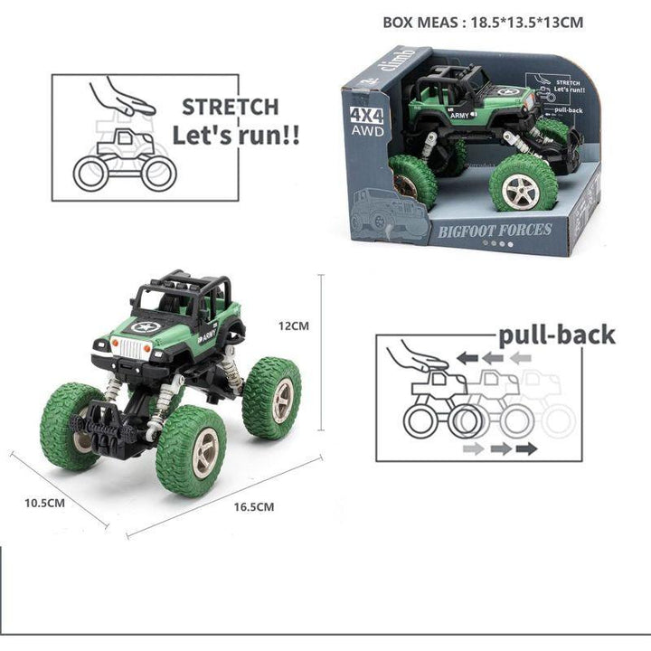 Little Story - Kids Toy Pull Back Climbing Jeep - Green - Zrafh.com - Your Destination for Baby & Mother Needs in Saudi Arabia