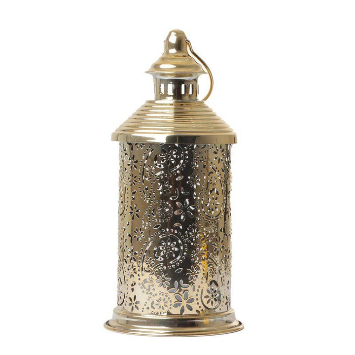 Round Steel Ramadan Lantern With Led Lighting - Gold - 26X12X12 Cm - By Family Ship - 600007813 - Zrafh.com - Your Destination for Baby & Mother Needs in Saudi Arabia