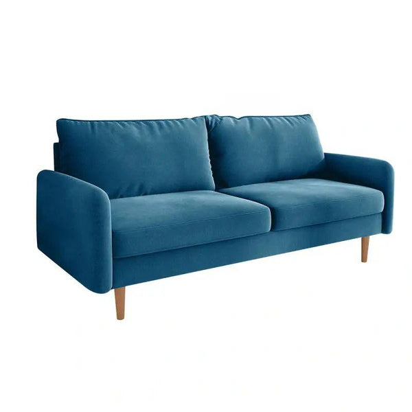 Serene Blue Velvet 3-Seater Sofa - 200x85x45 cm - Swedish Wood By Alhome - Zrafh.com - Your Destination for Baby & Mother Needs in Saudi Arabia