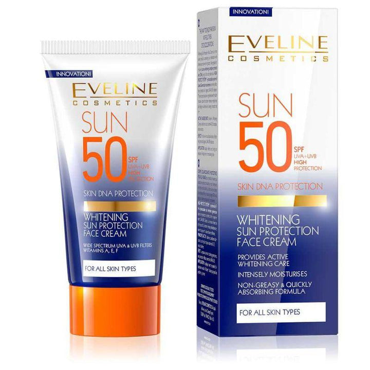 Eveline Sun Protection Cream SPF 50 and Skin Whitening - 50 ml - Zrafh.com - Your Destination for Baby & Mother Needs in Saudi Arabia