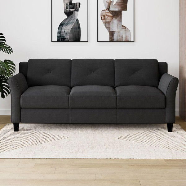 Modern Linen 3 Seater Sofa - Black - 240x85x85 cm - By Alhome - Zrafh.com - Your Destination for Baby & Mother Needs in Saudi Arabia