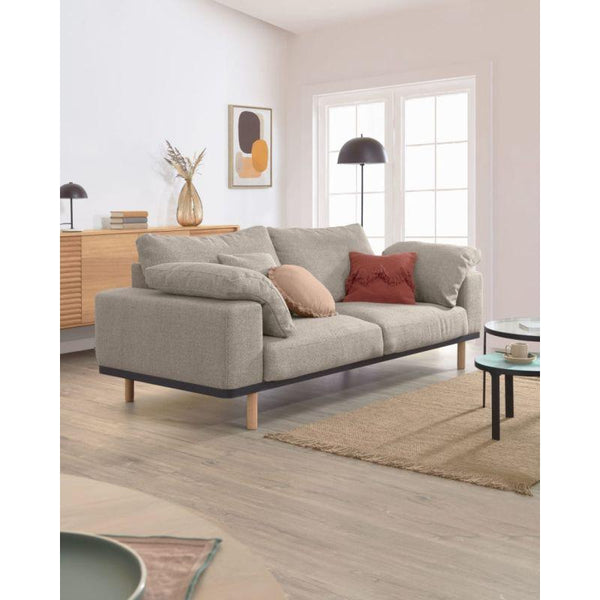 Ashen Suede Wood 3-Seater Sofa - Size: 220x85x85, Material: Linen By Alhome - 110112205 - Zrafh.com - Your Destination for Baby & Mother Needs in Saudi Arabia