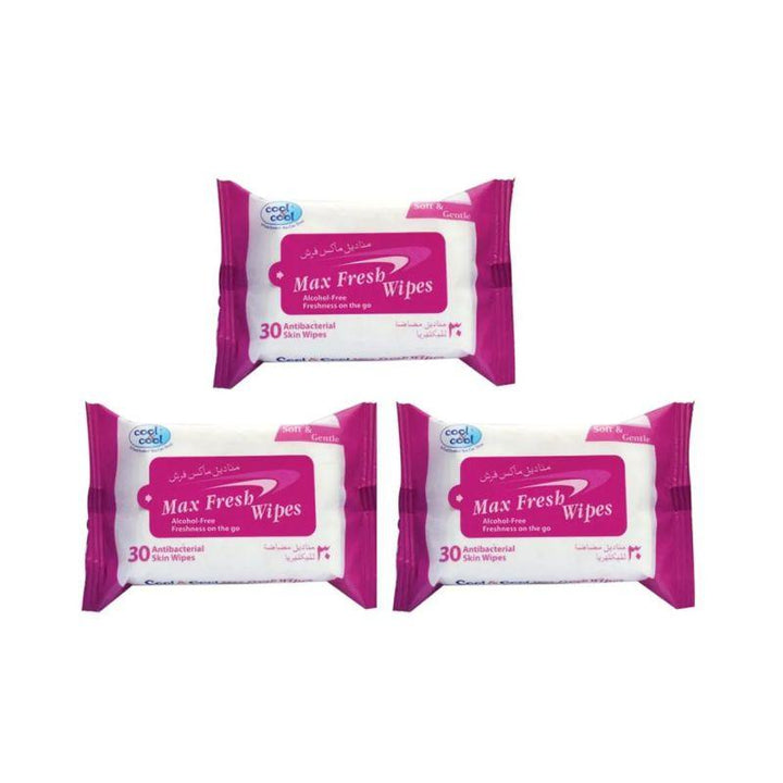 Cool & Cool Max Fresh Wipes Pack of 3 - 90 Pieces - Zrafh.com - Your Destination for Baby & Mother Needs in Saudi Arabia