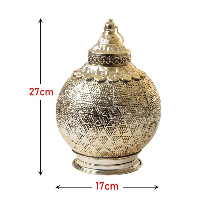 Steel Ramadan Lantern With Led Light With Sound - Gold - 27X17X17 Cm - By Family Ship - Zrafh.com - Your Destination for Baby & Mother Needs in Saudi Arabia