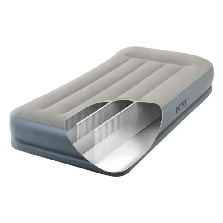 Intex Dura-Beam Standard Pillow Rest Airbed With Built-In Electric Pump - Twin - 99x191x30 cm - Grey - Zrafh.com - Your Destination for Baby & Mother Needs in Saudi Arabia
