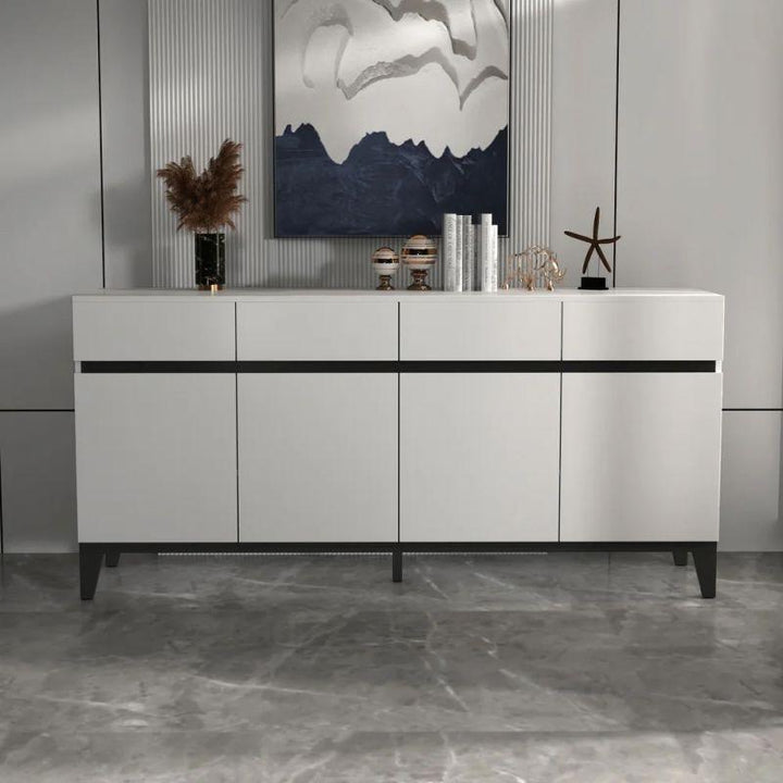 White Console with 4 Doors and 4 Drawers By Alhome - Zrafh.com - Your Destination for Baby & Mother Needs in Saudi Arabia