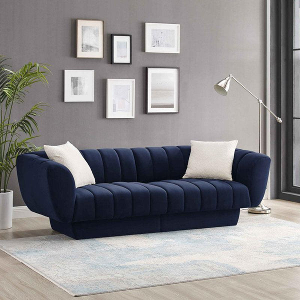 Regal Bliss: 3-Seater Velvet Sofa in Indigo By Alhome - Zrafh.com - Your Destination for Baby & Mother Needs in Saudi Arabia