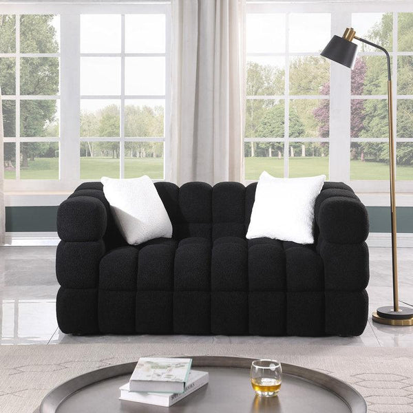 2-Seater Black Bouclé Sofa By Alhome - Zrafh.com - Your Destination for Baby & Mother Needs in Saudi Arabia