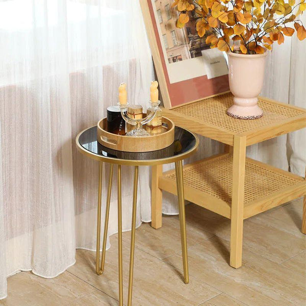 Sleek Steel: Iron and Glass Accent Side Table By Alhome - Zrafh.com - Your Destination for Baby & Mother Needs in Saudi Arabia