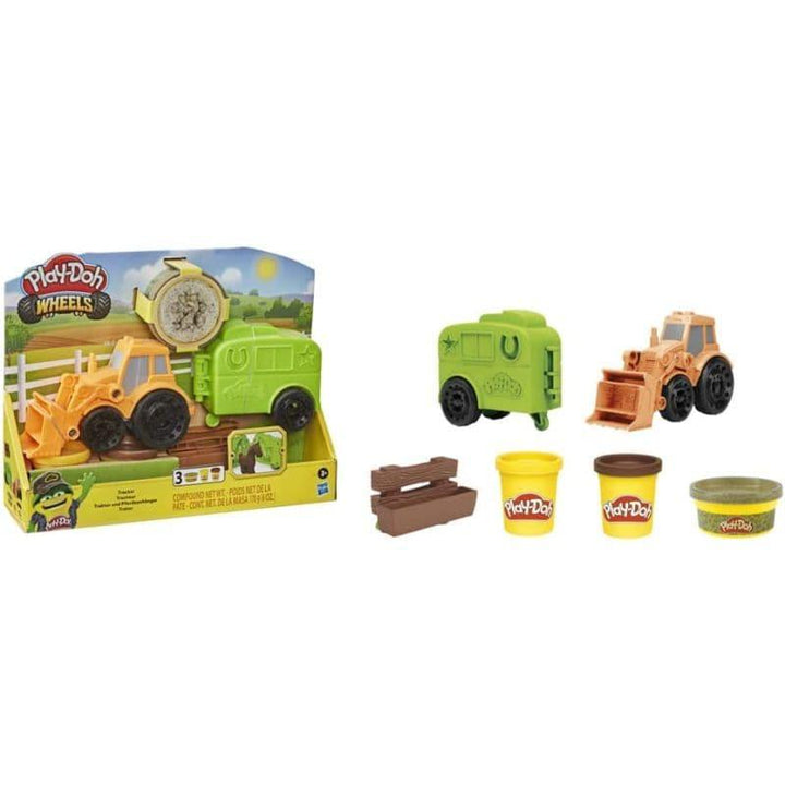 Play-Doh Wheels Tractor Farm Truck Toy With Horse Trailer Mold And 3 Cans Of Non-Toxic Modeling Compound - ZRAFH