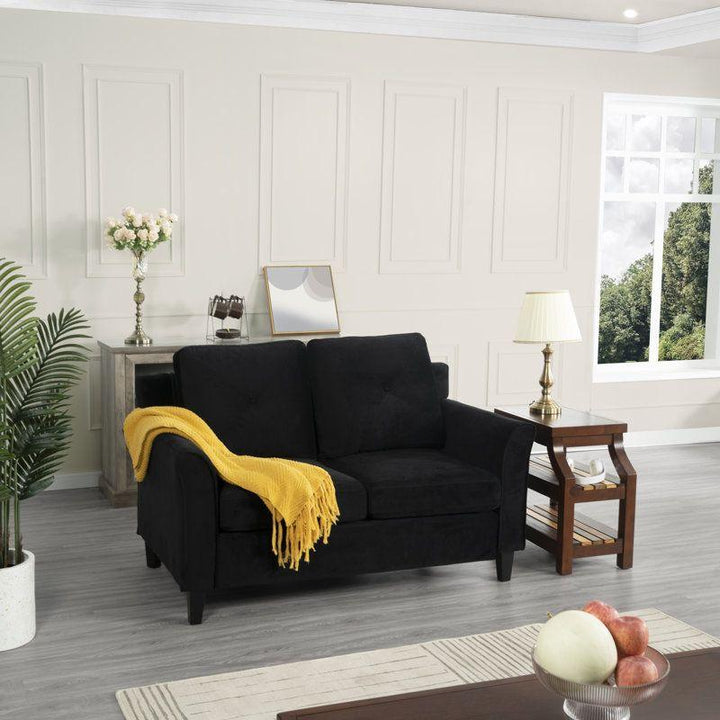 Modern Velvet 2 Seater Sofa - Black - 180x85x85 cm - By Alhome - Zrafh.com - Your Destination for Baby & Mother Needs in Saudi Arabia