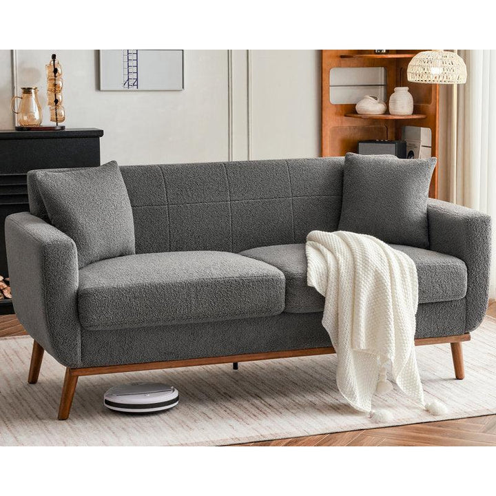 Sleek Serenity: 3-Seater Bouclé Sofa in Grey By Alhome - Zrafh.com - Your Destination for Baby & Mother Needs in Saudi Arabia