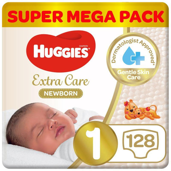 Huggies New Born Diapers - Two Jumbo Packs - Size 1 - 0-5 Kg - 128 Diapers - Zrafh.com - Your Destination for Baby & Mother Needs in Saudi Arabia