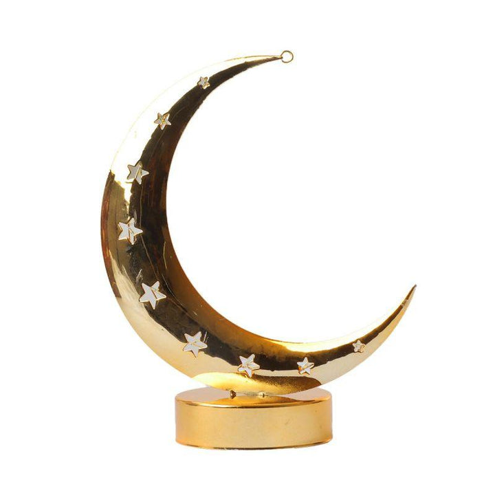 Steel Ramadan Crescent With Led Light - Gold - 23X20X20 Cm - By Family Ship - Zrafh.com - Your Destination for Baby & Mother Needs in Saudi Arabia